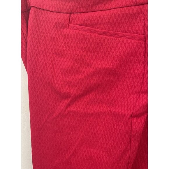 Chico's Red Textured Cropped Trousers Pockets Business Casual Office Size 12 (LG - Picture 4 of 10